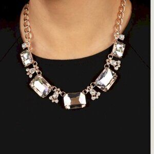 Iridescent Stones on Rose Gold Adjustable Necklace New NWT